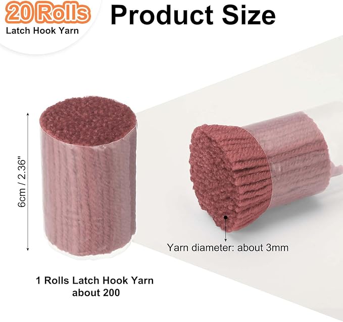 PATIKIL 20 Rolls Latch Hook Yarn, Latch Hook Kit Precut Rugs Yarn Making Crochet Bundles for Rug Adults Beginners Tapestry DIY Craft, Purple Pink