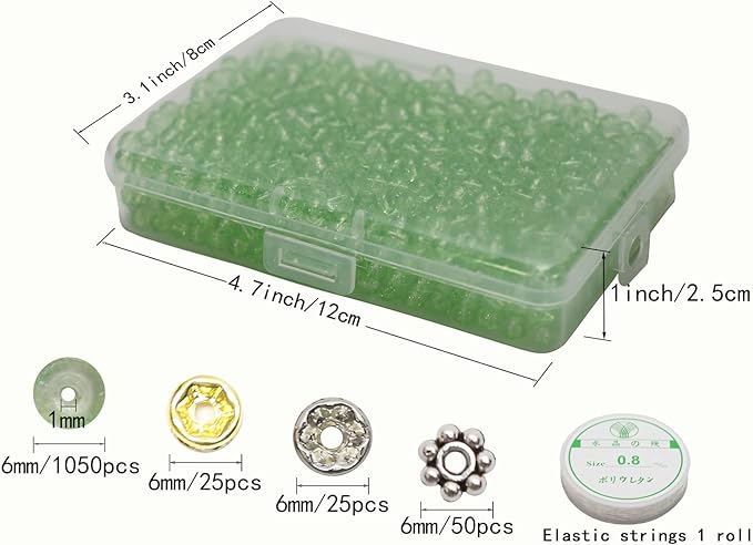 1050pcs Green Crackle Glass Beads Handcrafted Round Lampwork Smooth Loose Beads for Bracelet & DIY Jewelry Making 6mm