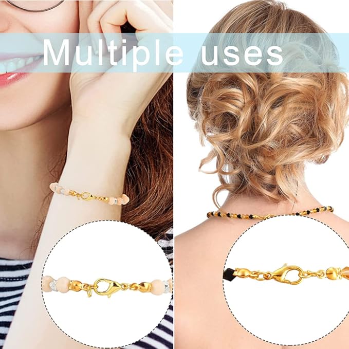 800 Pcs Jewelry Making Accessories Set with 100 Pieces Lobster Claw Clasp 200 Pieces Bead Tips Knot Covers and 500 Pieces Open Jump Ring Connectors DIY Jewelry Making Supplies Bracelets (Gold)