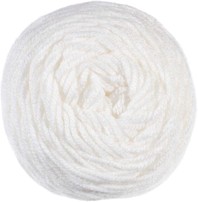 Craft County Size 4 (Medium) 100% Acrylic Fiber Yarn – Variety of Color and Pattern Options – for Crochet, Knitting, and Weaving (White)