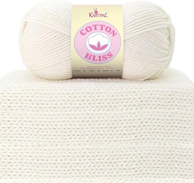 Cotton Bliss Soft Cotton Blend Yarn for Crocheting, 4-Pack (640Yds / 400G), Free Patterns, Beginners Friendly - #4 Medium Worsted Weight Yarn for Baby Blanket - White Chocolate