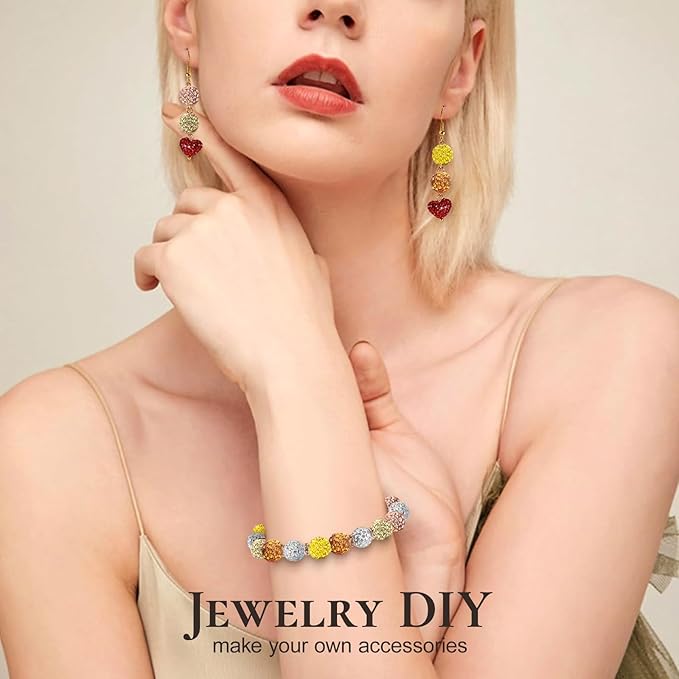 Novani 240pcs 10mm Gold Yellow Round Rhinestone Beads for Jewelry Making, DIY Bracelet, Necklace, Earring, Christmas Decoration