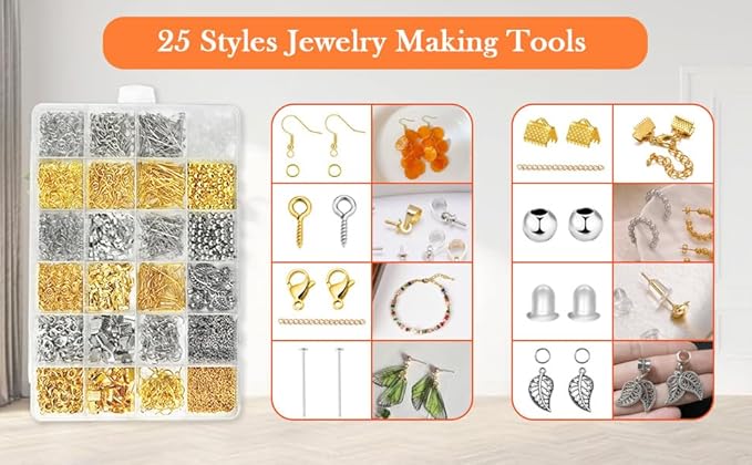 fuvooi Jewelry Repair Kit, Jewelry Making Supplies Kit Jewelry Pliers Set with Wires, Chain, Tweezers, Lobster Clasps, Jewelry Jump Rings