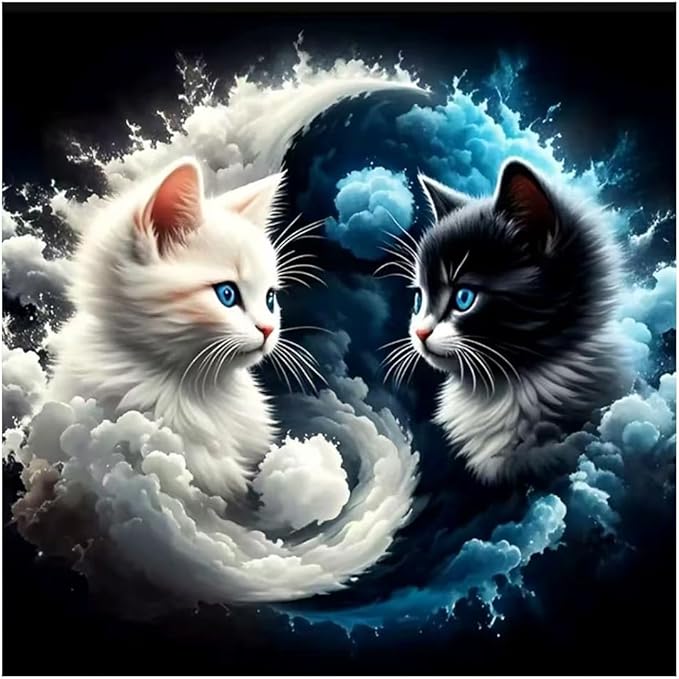 hill froeistung Cat Diamond Art Painting Kits for Adults, Taichi Cat Diamond Art for Beginners, 5D DIY Full Drill Round Gem Art Craft Home Wall Decor Gift 12x12 inch