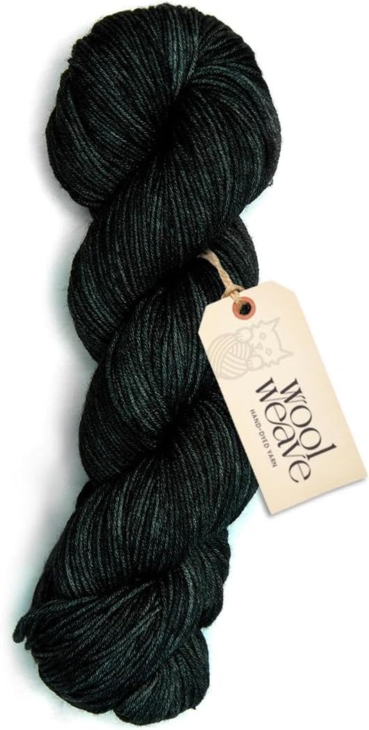 Superwash Merino Wool Yarn for Knitting & Crocheting - Premium Hand Dyed Yarns, 100gr, 240 Yards DK Weight - Luxurious, Soft & Durable Black Yarn