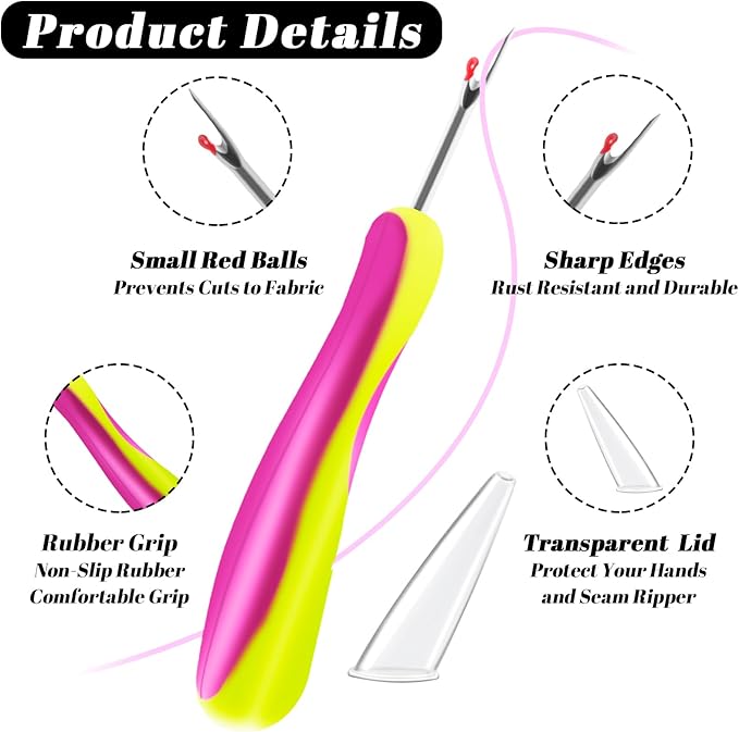 Needle and Thread Seam Ripper, Rippers for Sewing and Thread,Remover Stitch Tool for Hand Sewing, Knitting, Cross Stitching, Embroidery and Thread Removal (Green)