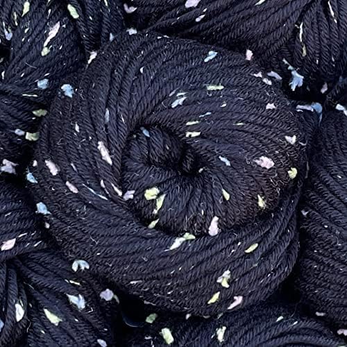 Tweed Twinkles Soft Baby Yarn for Crocheting, 8-Pack (696Yds / 400G), Free Patterns - Acrylic Baby Blanket Knitting Yarn with Flecks - Size 3 DK Light Worsted Weight - Raven Black