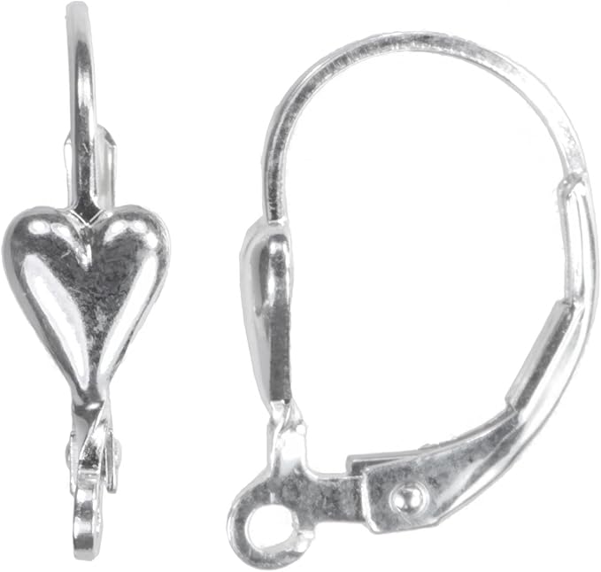 ugems sterling 6 silver heart leverback findings components usa made 925 open loop design handcraft supply classic style jewelry making parts bright finish 3 pairs spring closure sku j-4172