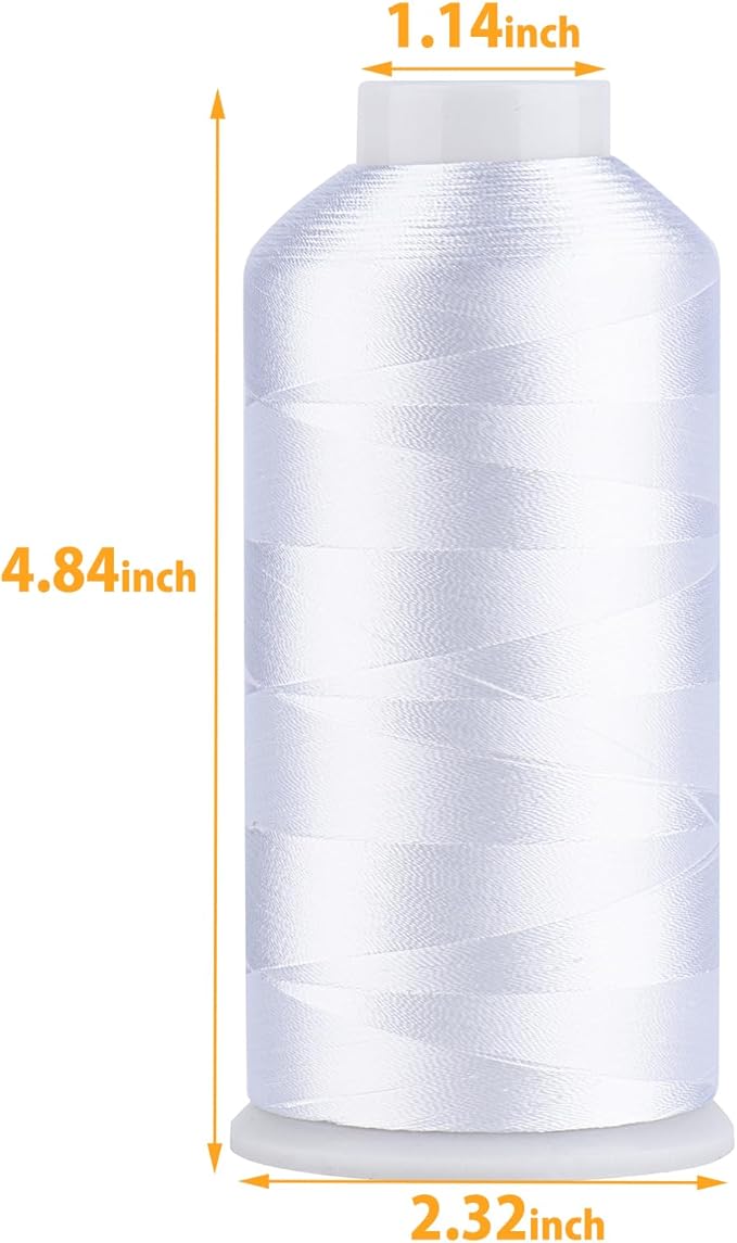 Simthread Rayon Embroidery Thread 5500 Yards Huge Spool, 40wt 100% Rayon Viscose for Commercial and Domestic Machines - Super White 1001