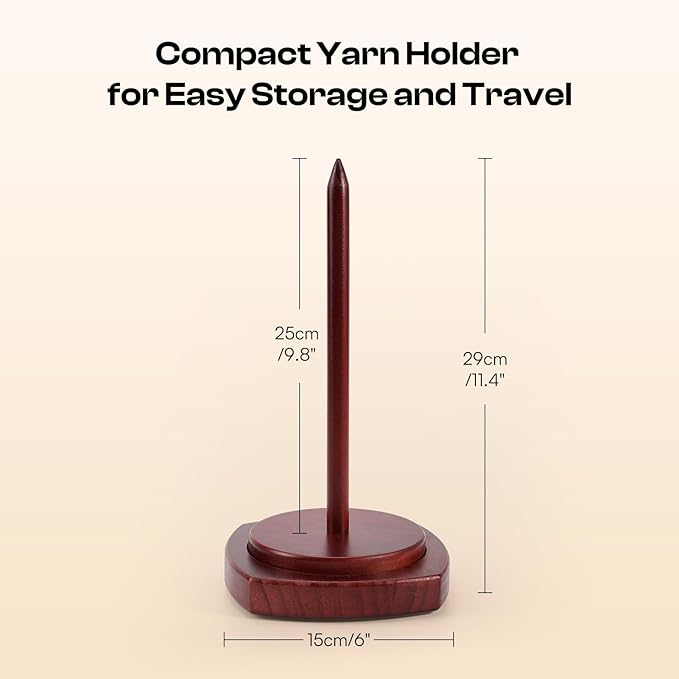 Caydo Wooden Yarn Holder for Knitting and Crocheting, Easy Install and Operate Yarn Spinner Holder, Yarn Spinner with Yarn Storage, Perfect Crochet Gift for Craft Enthusiasts - Brown