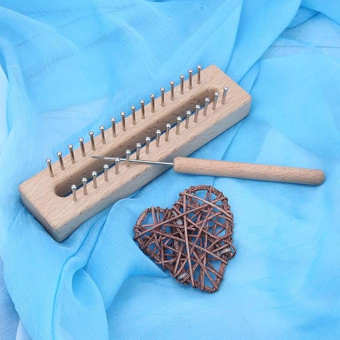 GLOGLOW Knitting Hand Wooden Knitting Board Yarn Weaving Machine Weaving with Elbow Crochet Hook for Knitter Craft Tool