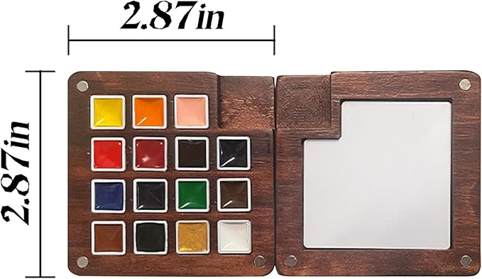 15 Gauge Acrylic Mini Palette, Mini Watercolor Palette Set, Pocket Artist Watercolor Travel Set, Portable Watercolor Palette Box Set with Brushes, Clips, Sketchbook, Paints, Storage Bag (C)