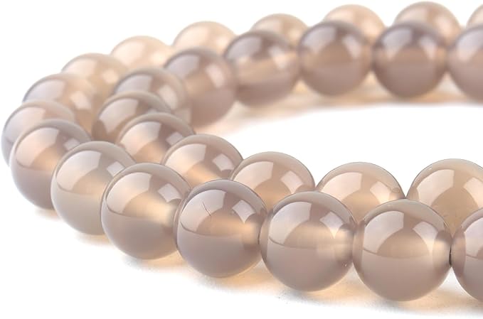 Natural Stone Beads for Jewelry Making - 10mm Gemstone Round Beads for Bracelets(35-37pcs, Gray Agate)