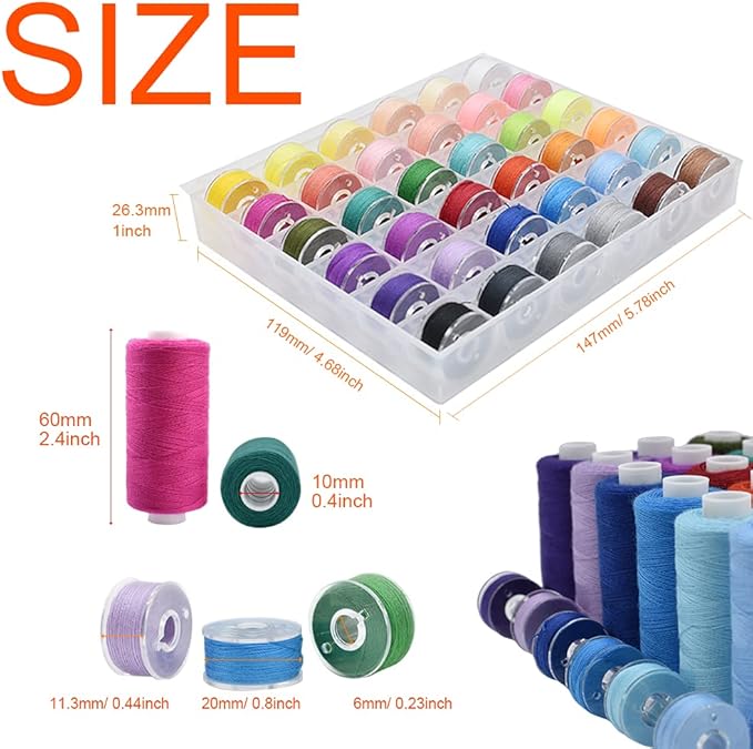 72Pcs 36 Colors Prewound Bobbins and Thread Spools for Hand & Machine Sewing, Emergency and Travel, DIY and Home, 36 Colors 400 Yards per Polyester Thread Spools