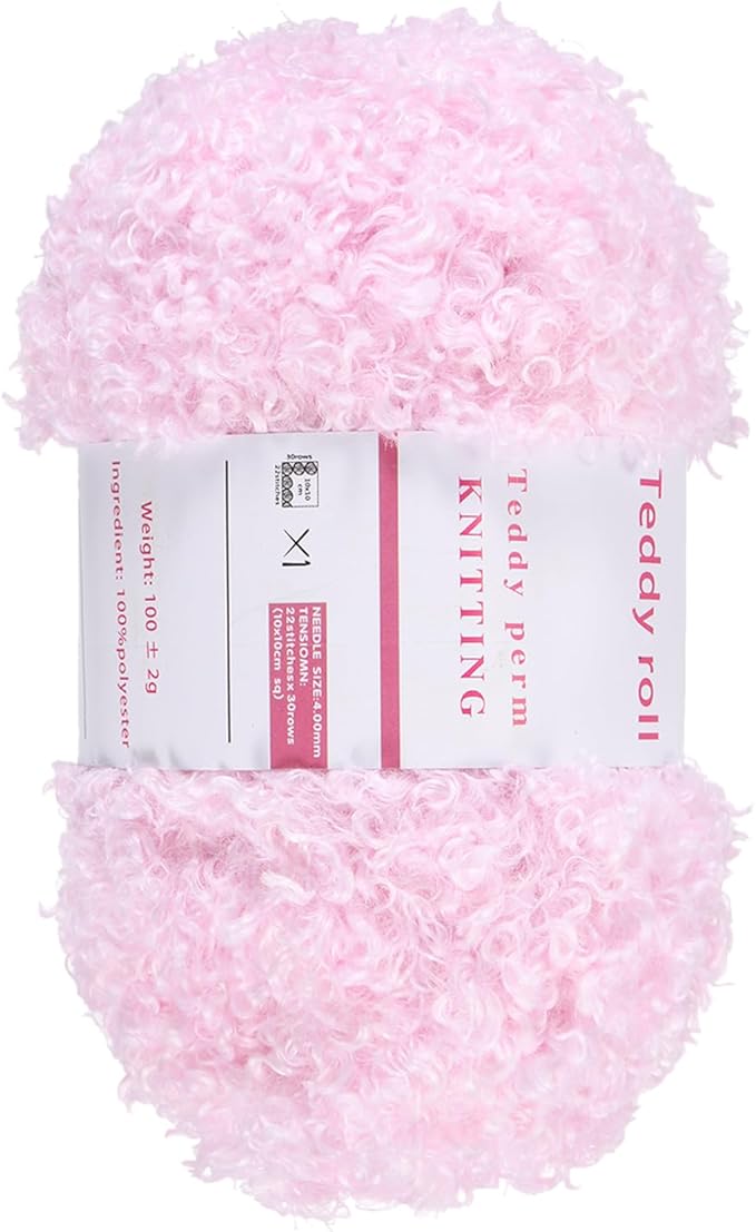 MECCANIXITY 1 Skeins Eyelash Yarn Fur Soft Fluffy Chunky Polyester Yarn Fuzzy Pink for Crocheting Knit DIY Clothes Bag - 55Yard/50m, 3.53oz