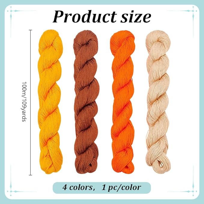FREEBLOSS 4 Pcs Sashiko Thread Sashiko Skein 100 M*4 Colors(Sunset) Cotton Embroidery Thread Japanese Quilting & Embroidery Sashiko Kit Supplies Sewing Thread