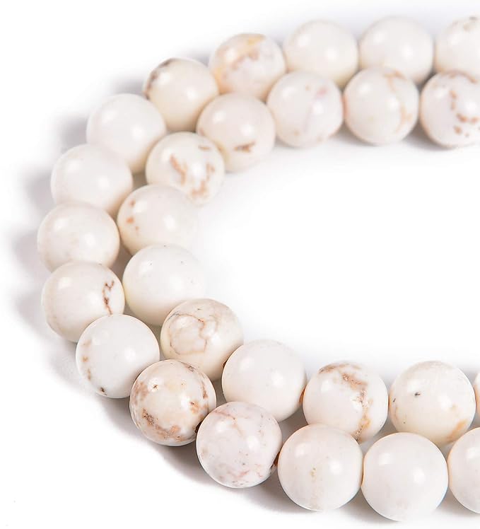 90pcs 4mm Natural Stabilized White Turquoise Gemstone Round Spacer Loose Stone Beads for Jewelry Making 15.5" 1 Strand (Stabilized White Turquoise, 4mm 90Beads)