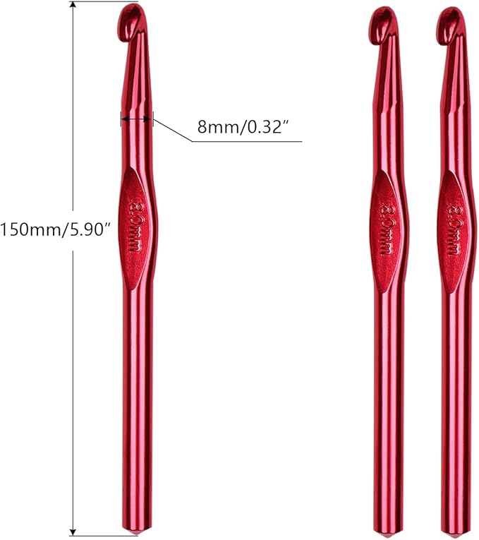 HEYLEAYAR 8mm Aluminum Crochet Hooks 14PCS, Aluminum Crochet Needle Size M, Crochet Hooks Bulk for Knitting Craft Yarn Contribute to Beginners