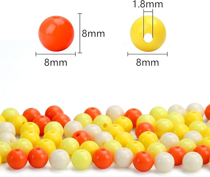 500pcs 8mm mixed color acrylic round beads, assorted plastic gumball bubble gum beads with hole pastel loose beads bulk for jewelry diy making crafting supplies (orange series)