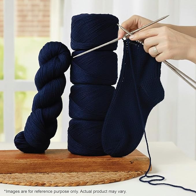 KnitPro Symfonie Fingering Weight Hand Dyed Semi-Solid Yarn Skein | Extra Fine Merino Wool & Polyamide Blend for Knitting & Crocheting, Oeko-TEX Certified 400m, 100g | Terra Delhi Blue