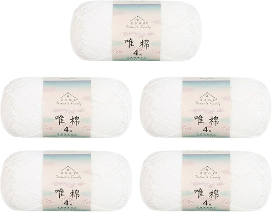 Susan's Family 4 ply 60% Cotton 40% Acrylic Yarn - Soft & Durable - 5 x 50g (1.76oz) - 655 Yards for Knitting & Crocheting - Baby Blankets, Amigurumi, Sweaters & More