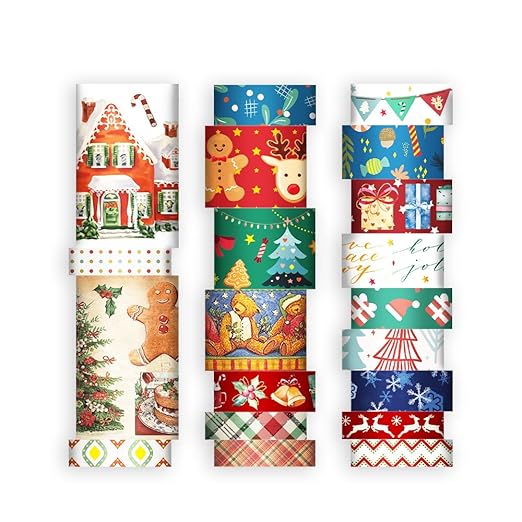 Christmas Theme Washi Tape Set, 20 Rolls Christmas Theme Washi TapeWritable Decorative Tapes for Scrapbooking, Junk Journal Supplies, Bullet Journaling, 0.6"x79" per Roll