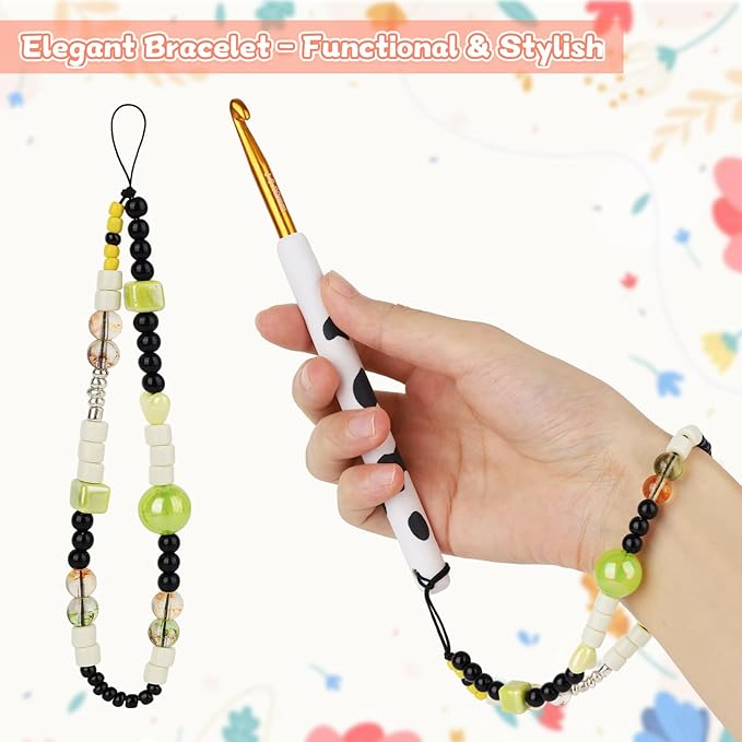 Coopay Crochet Hooks, Crochet Hook with Soft Polymer Clay Handle and Attached Bracelet - Stylish & Practical - 6.0mm (J-10)