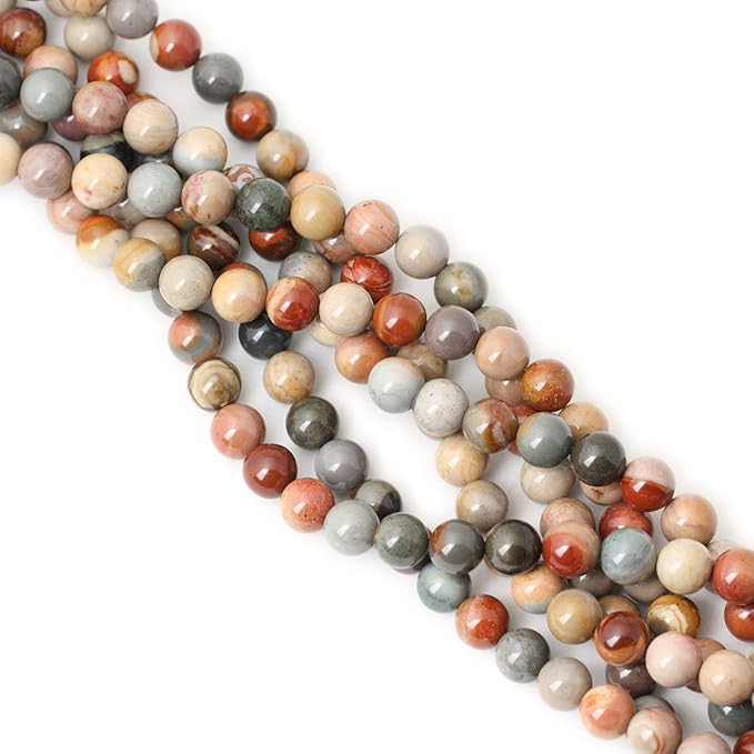 cheavian 35pcs 10mm natural usa picture stone gemstone round loose beads for jewelry making diy findings 1 strand 15"