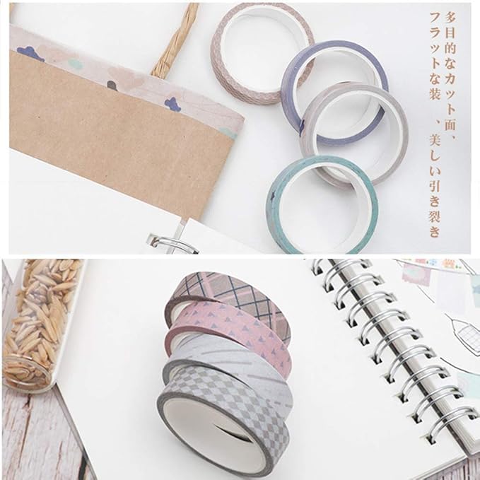 YUBBAEX 24 Rolls Washi Tape Set Basic Skinny Masking Decorative Tapes for Arts, DIY Crafts, Journals, Planners, Scrapbooking, Wrapping (Basic Patterns)