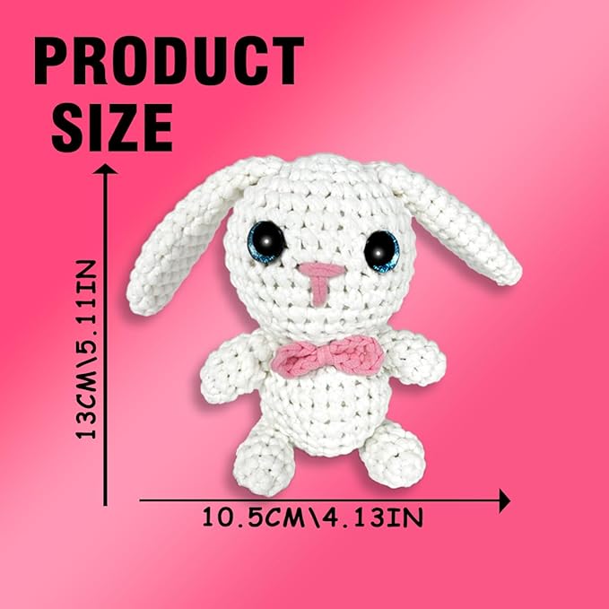 YCSCMG Z Crochet Kits for Beginners - Animal Crochet Sets - Step-by-Step Video Tutorials DIY, Rabbit Crochet Kits Rabbit with Long Ears
