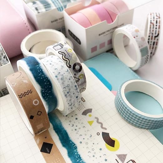 YUBBAEX 5 Rolls Washi Tape Set Creative Basic Skinny Masking Decorative Tapes for Arts, DIY Crafts, Journals, Planners, Scrapbooking, Wrapping (Sakurazen)