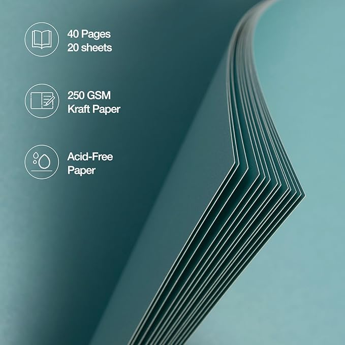 potricher 7 x 7 Inch DIY Scrapbook Album 40 Pages Hardcover Kraft Paper Scrap Book Photo Albums Memory Book for Wedding and Anniversary Family (Blue, 7 Inch)