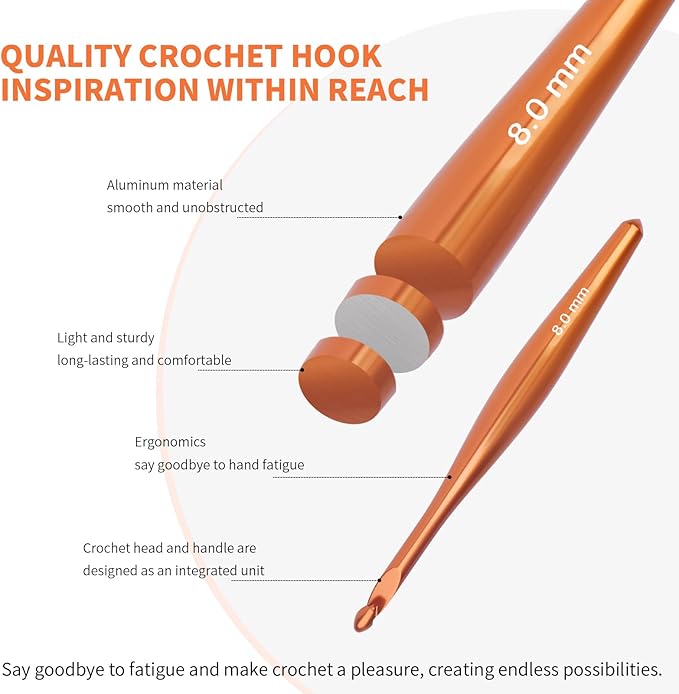 BsHooker 4mm Inline Crochet Hook Ergonomic Aluminum Crochet Hook with Case Crochet Needles for Arthritic Hands,Crcohet Gift for Beginner