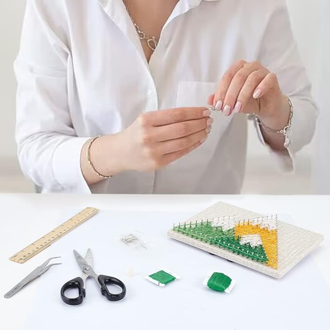 WEBEEDY 3D String Art Kit for Adults Beginners, DIY Mountain String Craft Kit, Include All Necessary Accessories and Frame, Christmas Home Wall Decorations Unique Gift