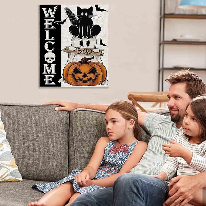Halloween Stamped Cross Stitch Kits for Adults Beginner, Cross Stitch Kits Printed Stitching Patterns Dimensions Needlepoint Art Crafts Embroidery Kits for Adults Beginners 12x16 inch