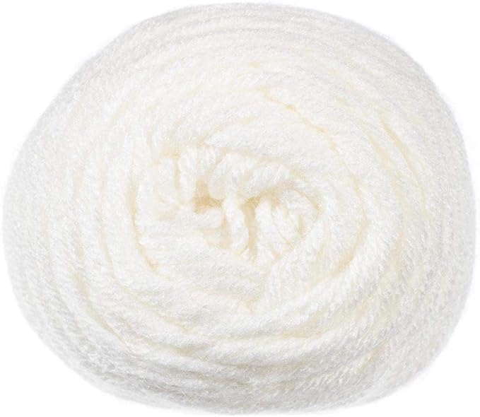 Craft County Size 4 (Medium) 100% Acrylic Fiber Yarn – Variety of Color and Pattern Options – for Crochet, Knitting, and Weaving (Soft White)