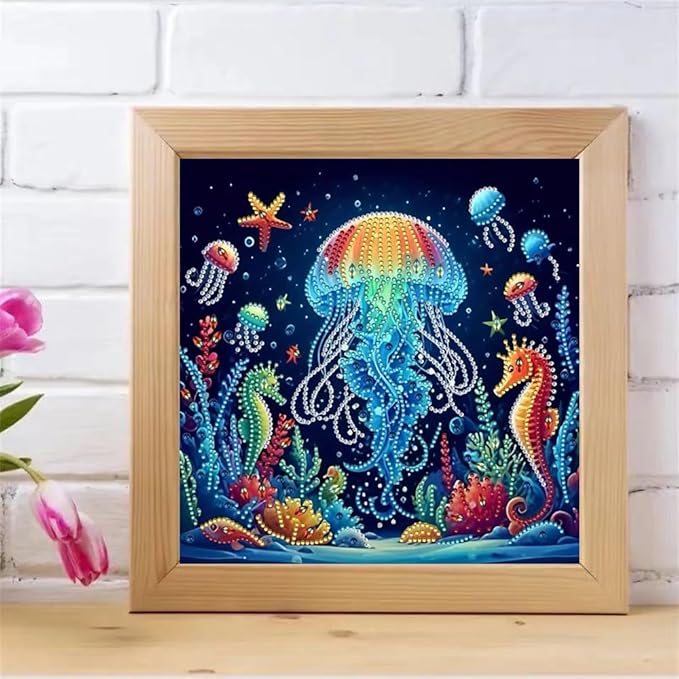ZQEATRY Jellyfish Special Shape Diamond Art Kits for Adults,5D Diamond Painting Kits for Adults Beginner,DIY Diamond Dots Art Crystal Rhinestones Painting Kits for Home Wall Decor 11.8 X 11.8inch