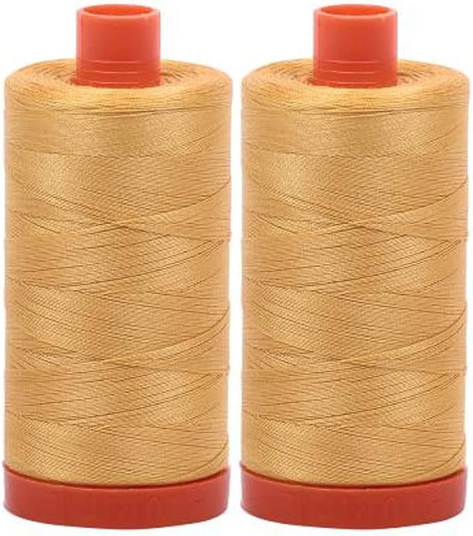 2-Pack - Aurifil 50WT - Spun Gold (2134) Solid - Mako Cotton Thread - 1422 Yards Each