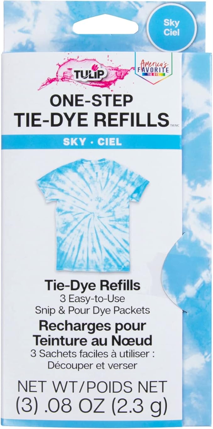 Tulip One-Step Tie-Dye Kit , 3 Fabric Dye Refill Packs, Packs, Sky