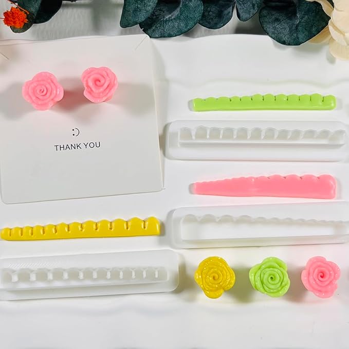 Xaekicr 3pcs Rose Petal Clay Cutters Set – Polymer Clay Cutters for Flower Earrings, Clay Molds for Jewelry Making, Clay Tools for DIY Art Projects
