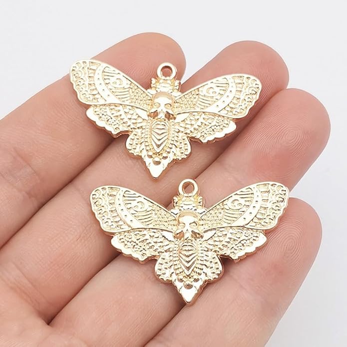 20PCS Skull Head Moth Pendant Alloy Gothic Moth Charms Death Head Insect Jewelry Charms For Jewelry Making DIY Bracelets Necklaces Crafts