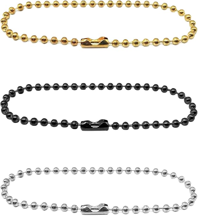 33 Feet Ball Chain Necklace, 2.4mm Ball Bead Chain with 30 Pieces Connectors Clasps,Metal Ball Chain for Dog Tag, Ceiling Fan Pull Chain Extender, Jewelry Making Kit, DIY Crafts (Black)