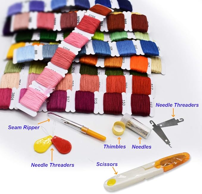 98 Color Embroidery Floss Cross Stitch Cotton Threads Bracelet String with Organizer Storage Cross Stitch Tools Embroidery Kit for Beginners Cross Stitch/Friendship Bracelets/Tassels/Crafts