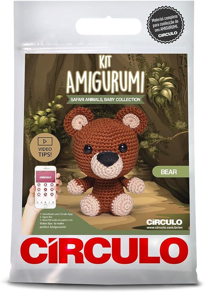 CIRCULO Amigurumi Kit - Safari Animal Crochet Kit for Beginners with Easy Instructions - All-Inclusive - Set with Premium Amigurumi Yarn – Bear