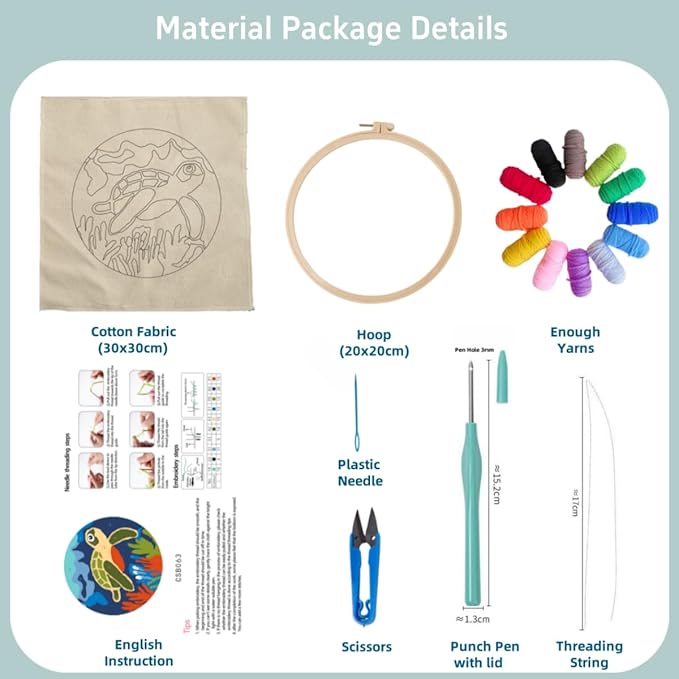DIY Punch Needle Kits Siamese Cat Christmas Easy for Beginners Embroidery Starter Set with Hoop Needlepoint Craft Hobby and Home Decor 20x20cm