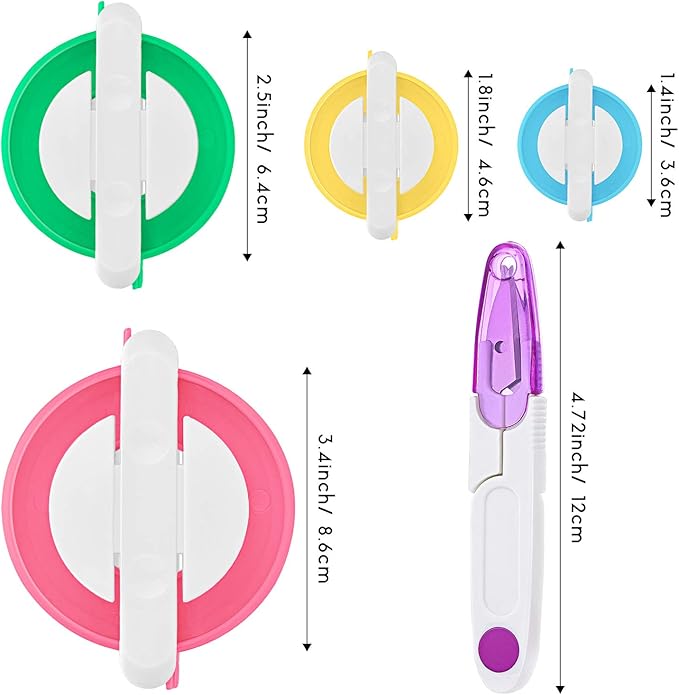Pom Pom Maker, 4 Different Sizes Pompom Maker Fluff Ball Needle Craft DIY Wool Knitting Craft Knitting Wool Tool Kit with Thread Cutter Scissors (Color Set B)