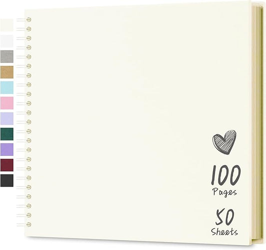 Scrapbook 12x12 Inch DIY Scrapbook Album Hardcover Kraft Paper Scrap Book Photo Albums 100 Pages Perfect for 4x6 / 5x7 / 6x8 Photos Memory Book for Family, Wedding