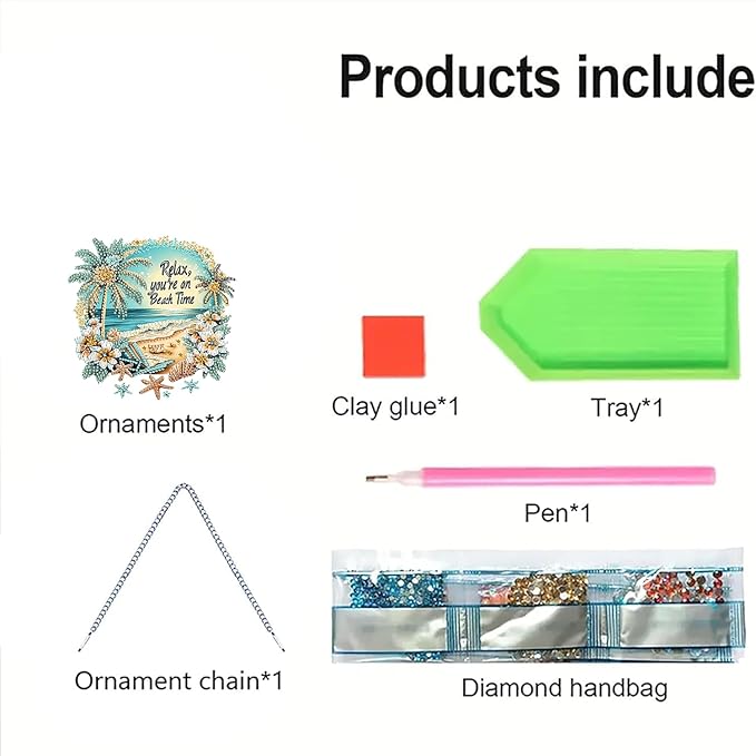 AIBOERL Diamond Art Hanging Kit for Adult,Special Shaped Rhinestone,Double Sided 5D DIY Acrylic Diamond Art Painting Window Pendants Home Garden Wall Hanging Kits Hanging Ornament (Beach)