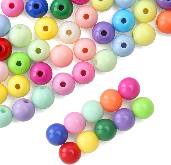 bonny boxx 60pcs 16mm smooth mix colors acrylic round beads, plastic resin bubblegum balls chunky gumball beads for necklace and bracelet making, crafting supplies