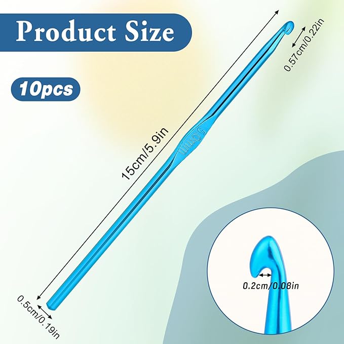 Crochet Hook 10pcs 5mm Aluminum Crochet Hook Knitting Needles for DIY Craft Yarn Crochets Supplies for Knitting Scarf (Blue)
